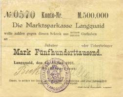 Német Birodalom/Weimari Köztársaság/Langquaid 1923.8.15. 500.000M T:II/III