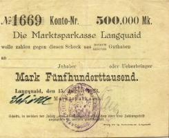 Német Birodalom/Weimari Köztársaság/Langquaid 1923.8.15. 500.000M T:II/III