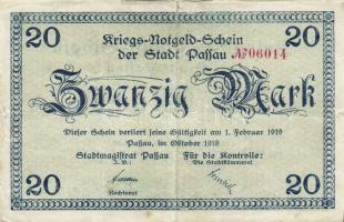 Német Birodalom/Weimari Köztársaság/Passau 1918. 20M (4x) T:II,II/III