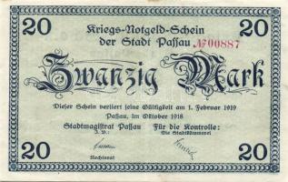 Német Birodalom/Weimari Köztársaság/Passau 1918. 20M (4x) T:II,II/III