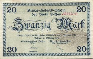 Német Birodalom/Weimari Köztársaság/Passau 1918. 20M (4x) T:II,II/III