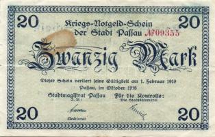 Német Birodalom/Weimari Köztársaság/Passau 1918. 20M (4x) T:II,II/III