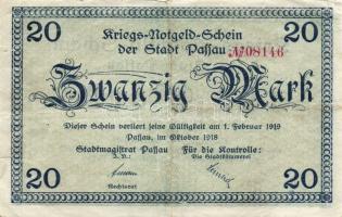 Német Birodalom/Weimari Köztársaság/Passau 1918. 20M (4x) T:II,II/III