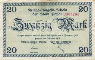 Német Birodalom/Weimari Köztársaság/Passau 1918. 20M (4x) T:II,II/III