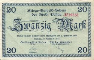 Német Birodalom/Weimari Köztársaság/Passau 1918. 20M (4x) T:II,II/III