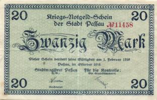 Német Birodalom/Weimari Köztársaság/Passau 1918. 20M (4x) T:II,II/III