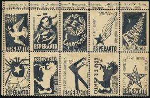 Eszperantó 10 különböző levélzárót tartalmazó összefüggés