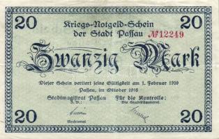 Német Birodalom/Weimari Köztársaság/Passau 1918. 20M (4x) T:II,II/III