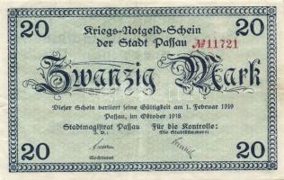 Német Birodalom/Weimari Köztársaság/Passau 1918. 20M (4x) T:II,II/III