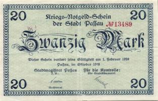 Német Birodalom/Weimari Köztársaság/Passau 1918. 20M (4x) T:II,II/III