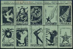 Eszperantó 10 különböző levélzárót tartalmazó összefüggés