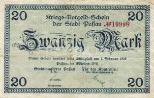 Német Birodalom/Weimari Köztársaság/Passau 1918. 20M (4x) T:II,II/III
