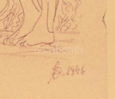 cca 1946 Pornográf grafikák sokszorosított nyomat változata egy, olvashatatlan monogrammal jelzett é...