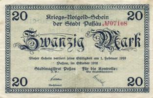 Német Birodalom/Weimari Köztársaság/Passau 1918. 20M (2x) T:II,II/III
