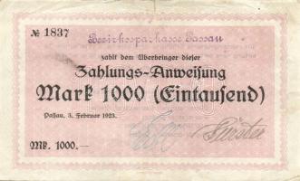 Német Birodalom/Weimari Köztársaság/Passau/Bezirksparkasse 1923.2.3. 1000M T:II/III