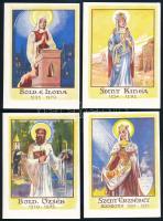 1938 Magyar szentek sorozat, 12 db kinyitható kártya, eredeti borítékjában, a Katholikus Háziasszony...
