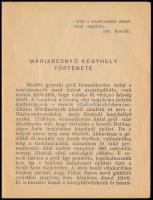 1939 Máriabesnyő kegyhely, ismertető füzet zarándokok számára, Bp., Kapucinus Rendház, 16 p., kissé ...