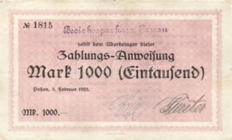 Német Birodalom/Weimari Köztársaság/Passau/Bezirksparkasse 1923.2.3. 1000M T:II/III