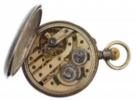 Ezüst ( Ag) lovas zsebóra, jelzett, sérült, hiányos, d: 50mm