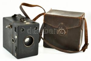Zeiss Ikon Box Tengor 6x9 cm rollfilmes kamera, Goerz Frontar objektívvel, eredeti bőr tokjával