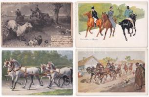 21 db főleg RÉGI állatos motívum képeslap: lovak / 21 mostly pre-1945 animal motive postcards: horses