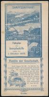 1905 Dampfschiffahrt Vierwaldstätter-See, Fahrplan der Dampfschiffe gültig vom 1. Oktober 1905. / svájci gőzhajó-társaság menetrendje, képekkel és színes térképpel illusztrálva, 32x21 cm