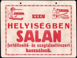 ~1940 SALAN fertőtlenítő és szagtalanító szer 2 oldalas karton reklám 33 x 24 cm