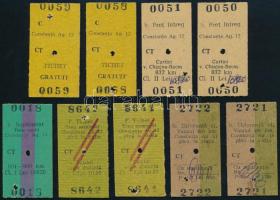cca 1990 Román vonatjegyek, 9 db / Romanian train tickets