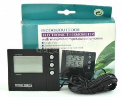 Digitális hőmérsékletmérő, bel- és kültéri hőmérséklet mérésére, eredeti dobozában