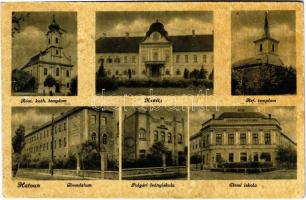 1944 Hatvan, Római katolikus és református templom, gimnázium, polgári leányiskola, elemi iskola, kastély (kopott / worn)