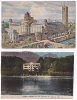 3 db RÉGI külföldi képeslap bélyegzésekkel / 3 pre-1945 postcards with cancellations and stamps: Lago di Como, Mariazell, München