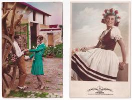 2 db RÉGI motívum képeslap: hölgyek / 2 pre-1945 motive postcards: ladies