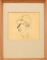 Szász Endre (1926-2003): Női portré. Tus, papír, jelzett. Üvegezett fa keretben. 19x21,5 cm