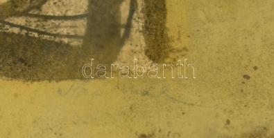 Szász Endre (1926-2003): Női portré. Vegyes technika, papír, jelezve jobbra lent. Üvegezett fa keret...