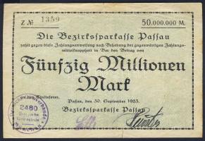 Német Birodalom/Weimari Köztársaság/Passau/Bezirksparkasse 1923.9.30. 50.000.000M T:III
