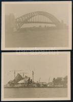 1966 Sydney, épülő Operaház, híd, 2 db városkép, hátoldalon olaszul feliratozva, 9×13 cm