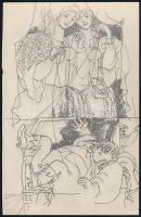 cca 1970-80 Reich Károly grafikus 2 db nyomata, papír, jelzés nélkül, 22,5x14,5 cm