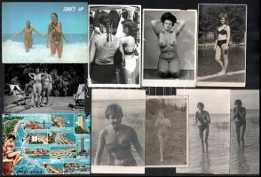 10 db nőket ábrázoló fotó és képeslap, 14×9 és 10×14 cm-es méretben