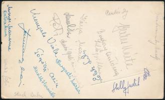 1943 Bp., Gasztronómiai tanrend - menükártya, hátoldalán aláírásokkal