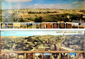 Betlehem és Jeruzsálem látképe magyarázattal, 2 db, 96×35 cm