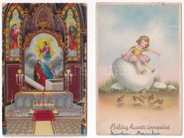 7 db RÉGI húsvéti üdvözlő képeslap / 7 pre-1945 Easter greeting postcards