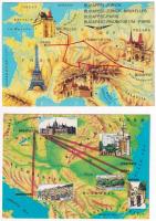 9 db MALÉV légijárati térképes képeslap / 9 MALEV air route map postcards