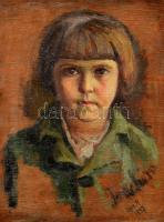 Olvashatatan jelzéssel, ismeretlen festő : Lány portré 1937. Olaj, rétegelt fa lemez. Sérült, vetemedett. 40x30cm