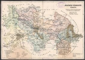 cca 1910-1920 Szatmár vármegye térképe (Kogutowicz: Megyei térképek), 1 : 425.000, hajtva, szélein körbevágott, kissé sérült, foltos, 33x23,5 cm