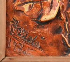 Csendélet, festett gipsz, jelzett (Jandó), fa keretben, 28x25 cm