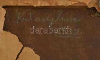 Kutasy Imre jelzéssel: Csendélet porcelánnal és virágokkal. Olaj, karton. Dekoratív fa keretben, 18x...