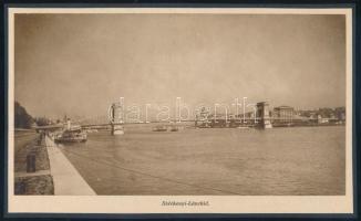 cca 1920 4 db budapesti híd: Lánchíd-, Erzsébet-, Ferenc József-, Széchényi-híd, nyomat kartonra kasírozva,14x21 és 13x21 cm közötti méretben