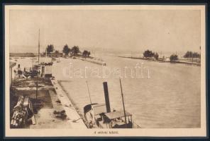 cca 1920 A siófoki kikötő, nyomat kartonra kasírozva, 14x21 cm