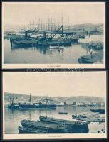 cca 1890-1900 A fiumei kikötő, 2 db nyomat kartonra kasírozva, 13x20 cm és 13,5x21 cm