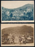 cca 1920 Selmecbánya és Brassói Fekete templom látképe, 2 db nyomat kartonra kasírozva, 13,5x21 cm és 14x21 cm